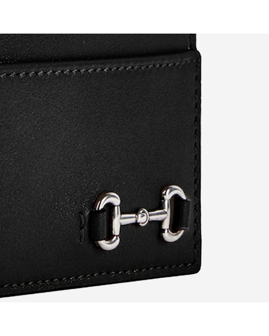 Gucci Black Leather Card Holder With Clamp