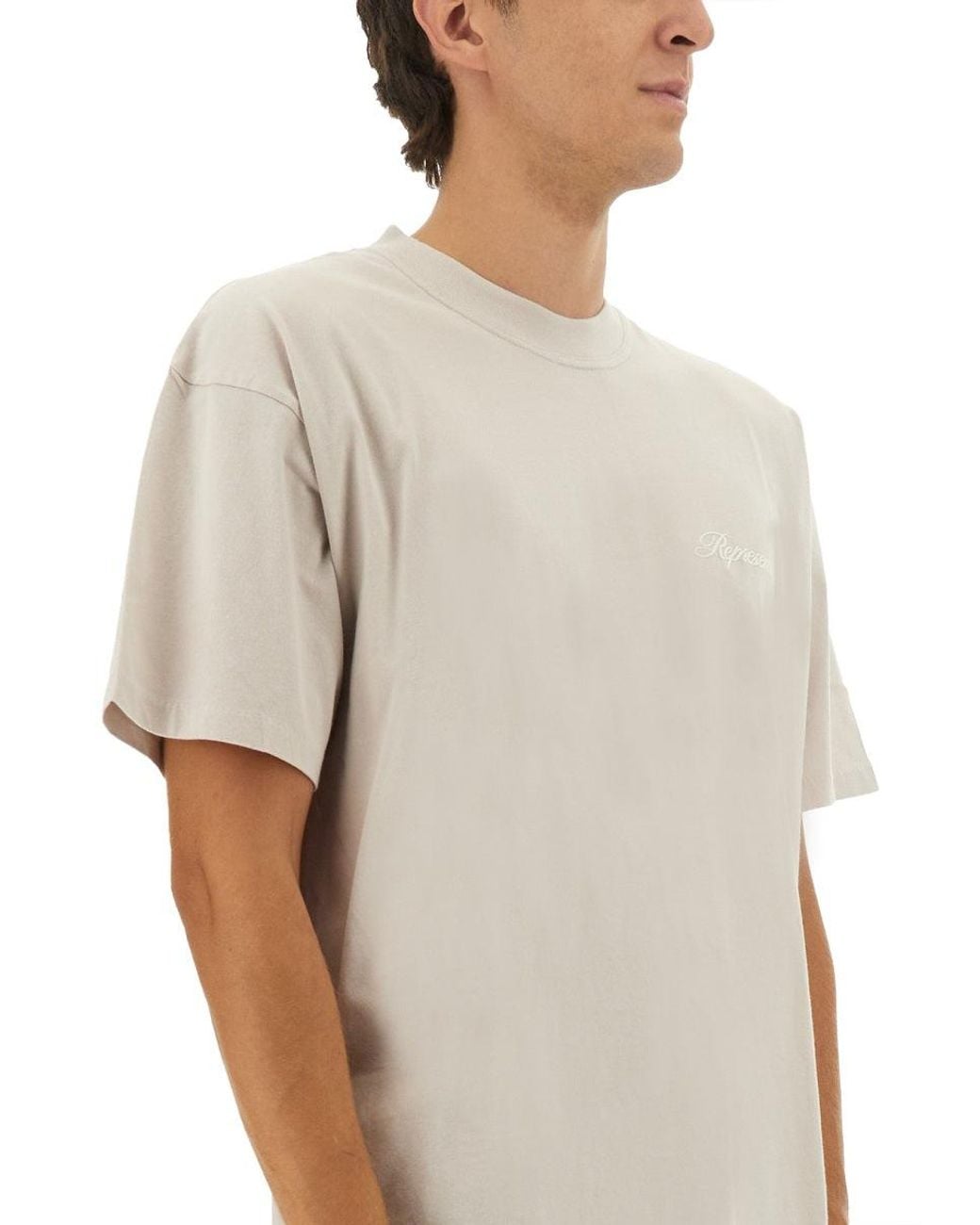 Represent White Script Logo T Shirt