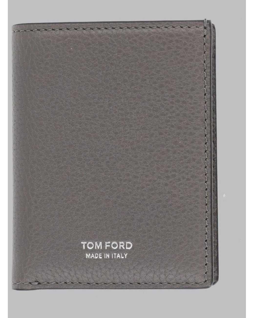 Tom Ford Gray Card Holder Calf Leather Wallets & Purses for men