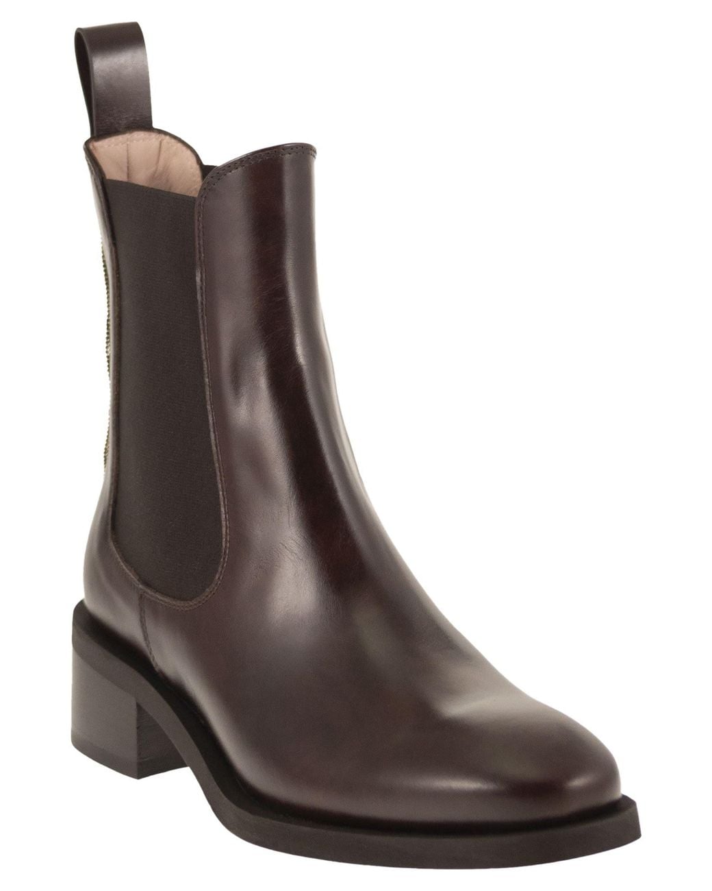 Fabiana Filippi Brown Leather Chelsea Ankle Boots With Low Heel