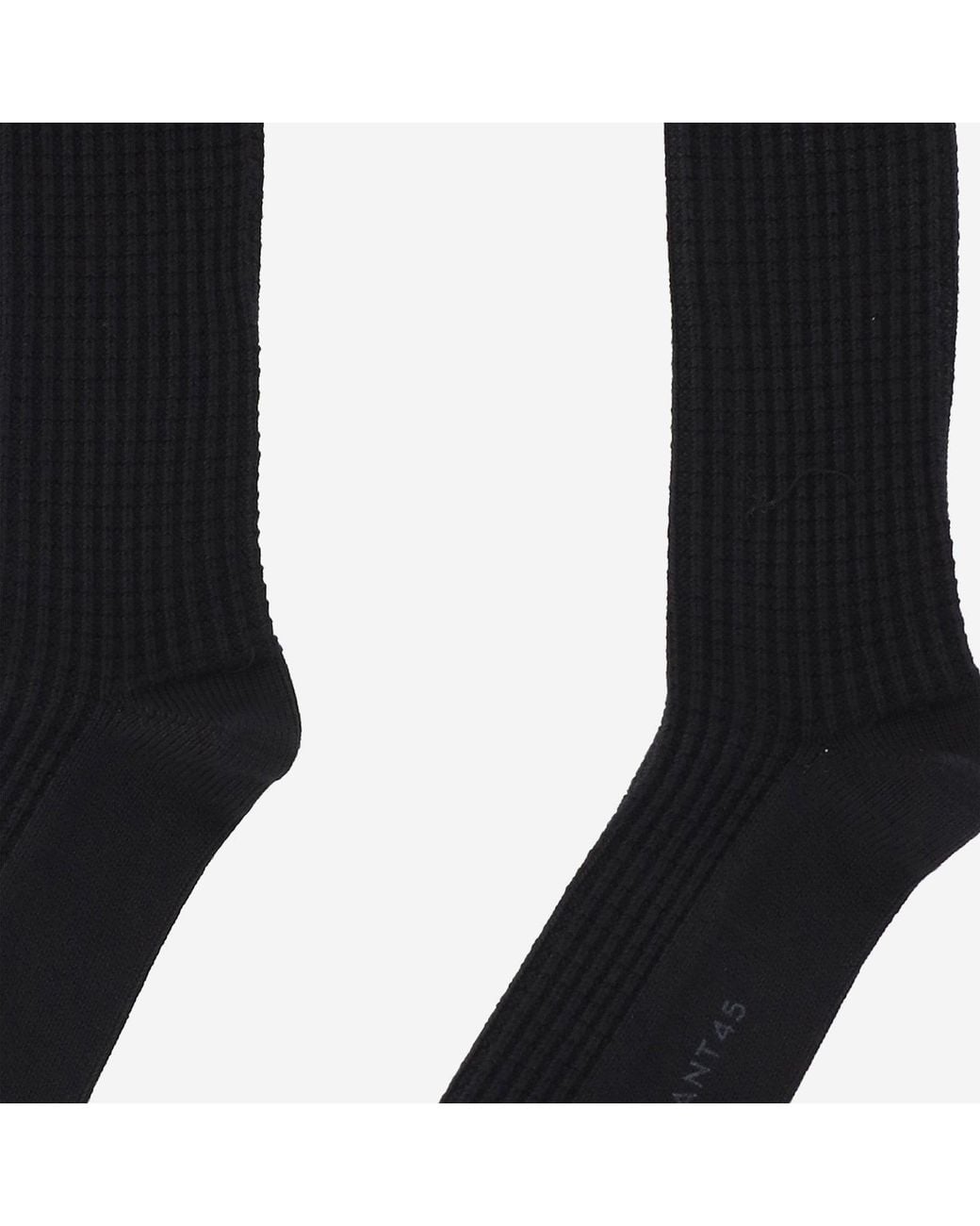 ANT45 Black Ribbed Cotton Socks With Logo