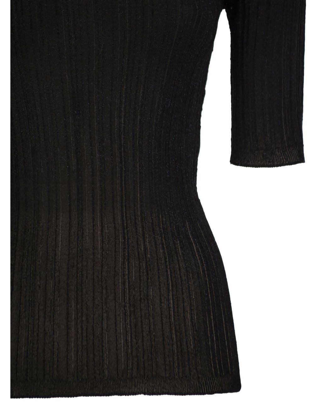 Fabiana Filippi Black Ribbed Lurex Viscose Sweater