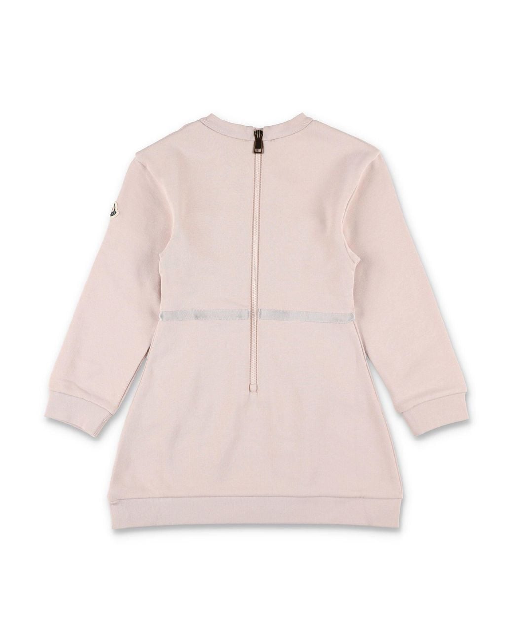 Moncler Pink Baby Girl Sweatshirt Dress With Velvet Waistband Detail
