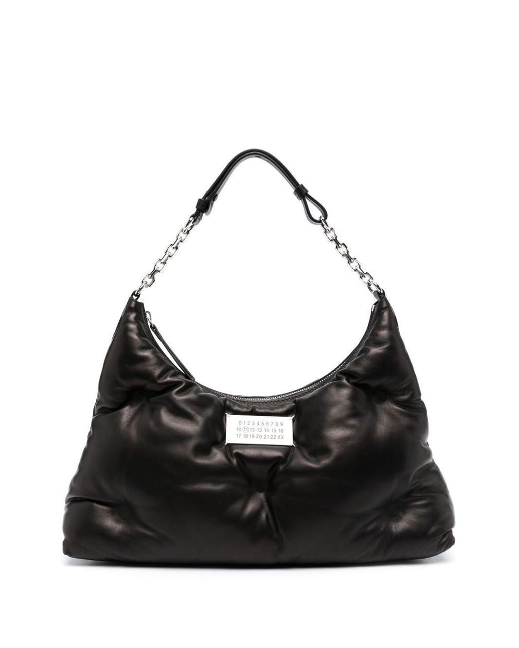 Maison Margiela Black Glam Slam Medium Leather Hobo Bag