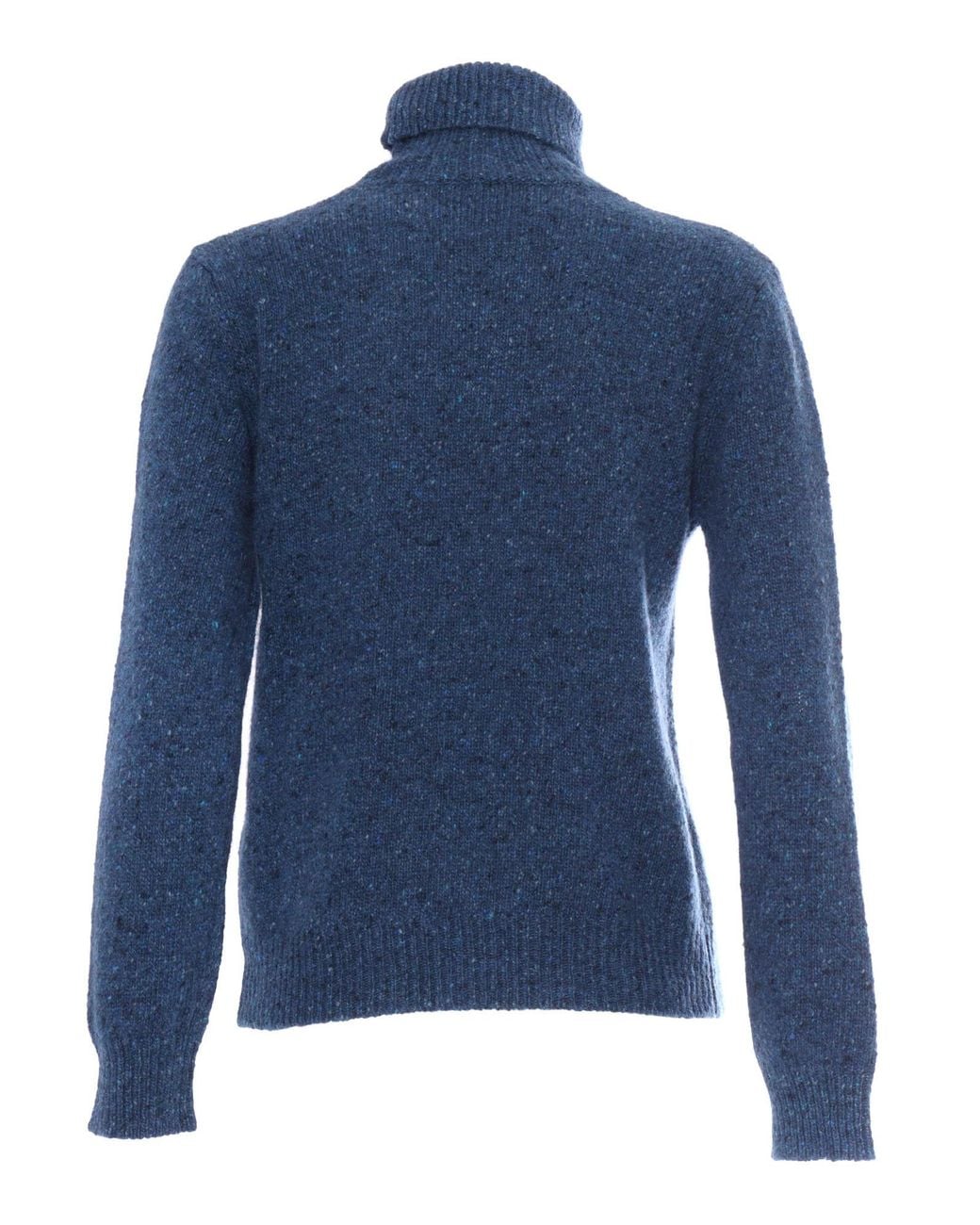 Kangra Cashmere Blue Regular Fit Turtleneck Sweater Wool Mohair Cashmere