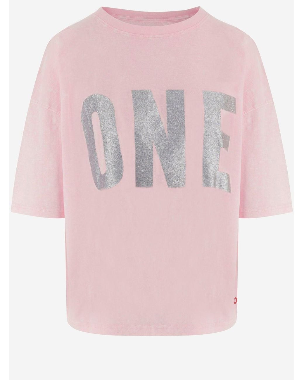 ONE TEE Pink Cotton T Shirt With Logo
