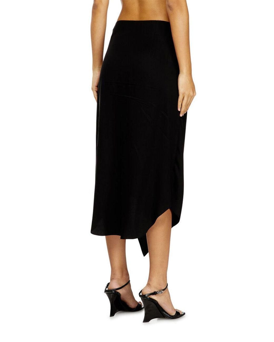 DIESEL Black Crepe Midi Skirt