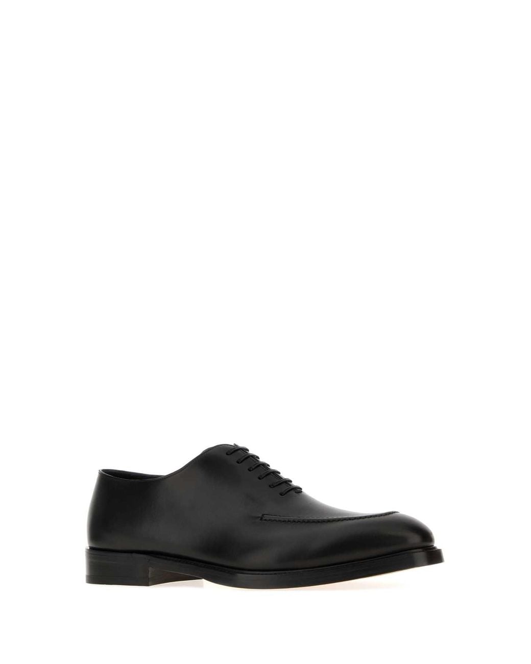 Ferragamo Black Leather Sanremo Lace Up Shoes