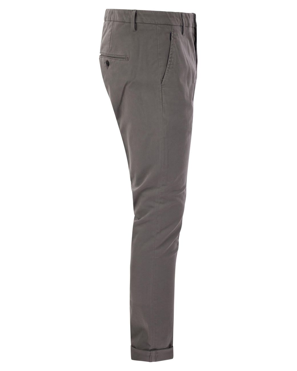 Dondup Gray Gaubert Slim Fit Gabardine Trousers for men