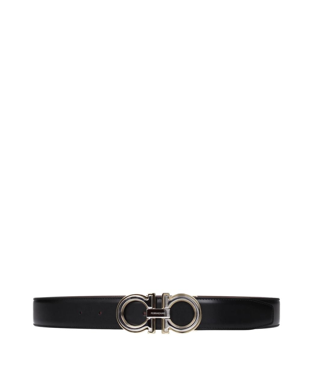 Ferragamo Black Belt Leather/Cocoa