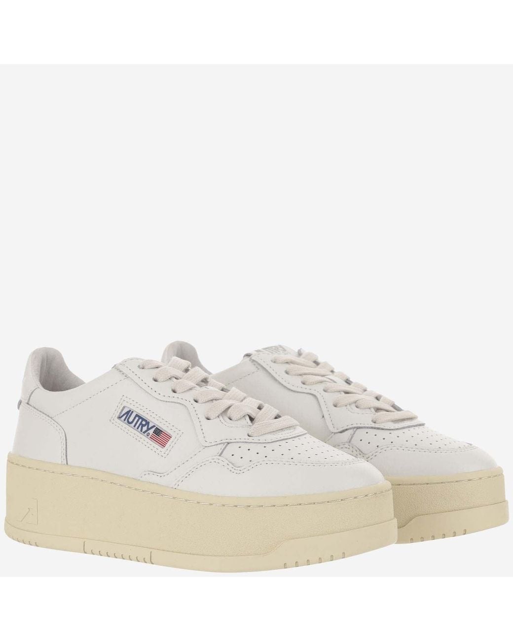 Autry White Medalist Platform Low Leather Sneakers