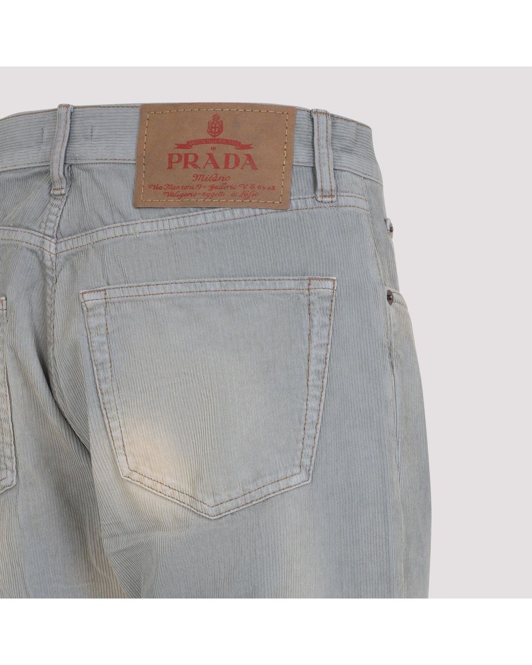 Prada Gray Relaxed Fit Light Denim Trousers