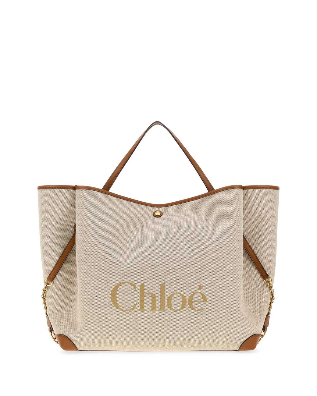Chloé Brown Canvas Clover Shopping Bag