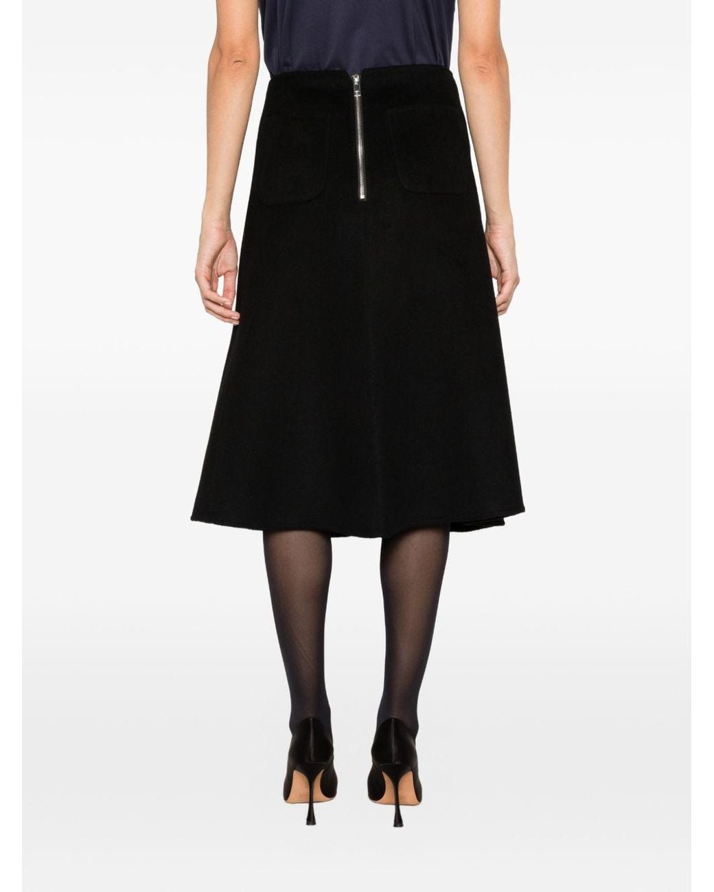 Susanne Bommer Black Wool Midi Skirt