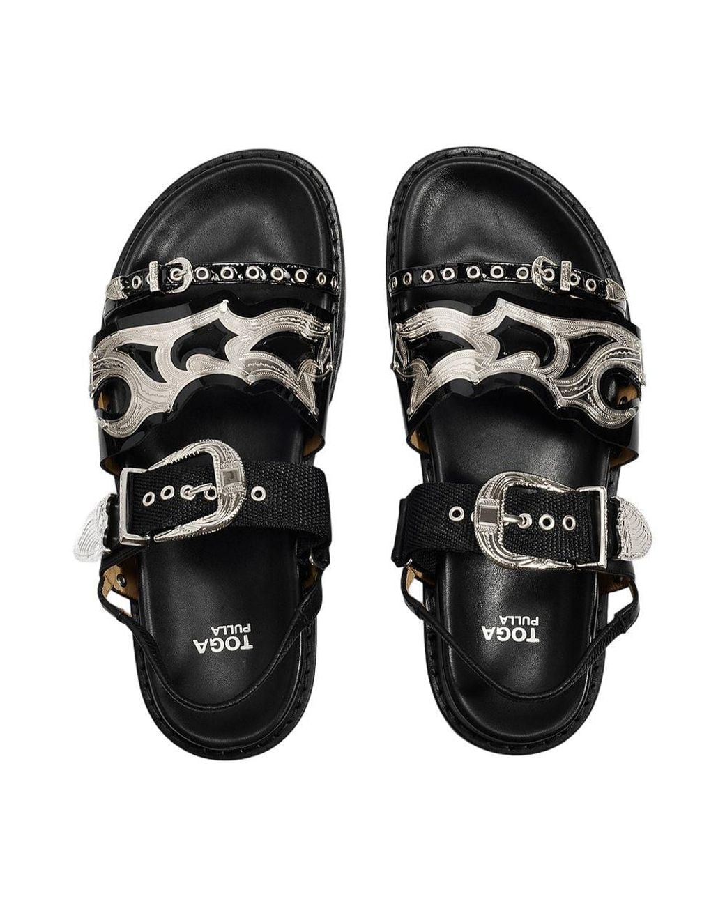 Toga Black Aj1018 Flat Shoes Leather