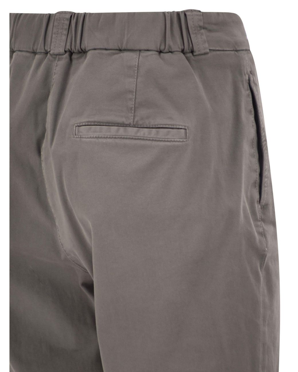 Peserico Gray Stretch Cotton Tapered Trousers With Elasticated Waistband
