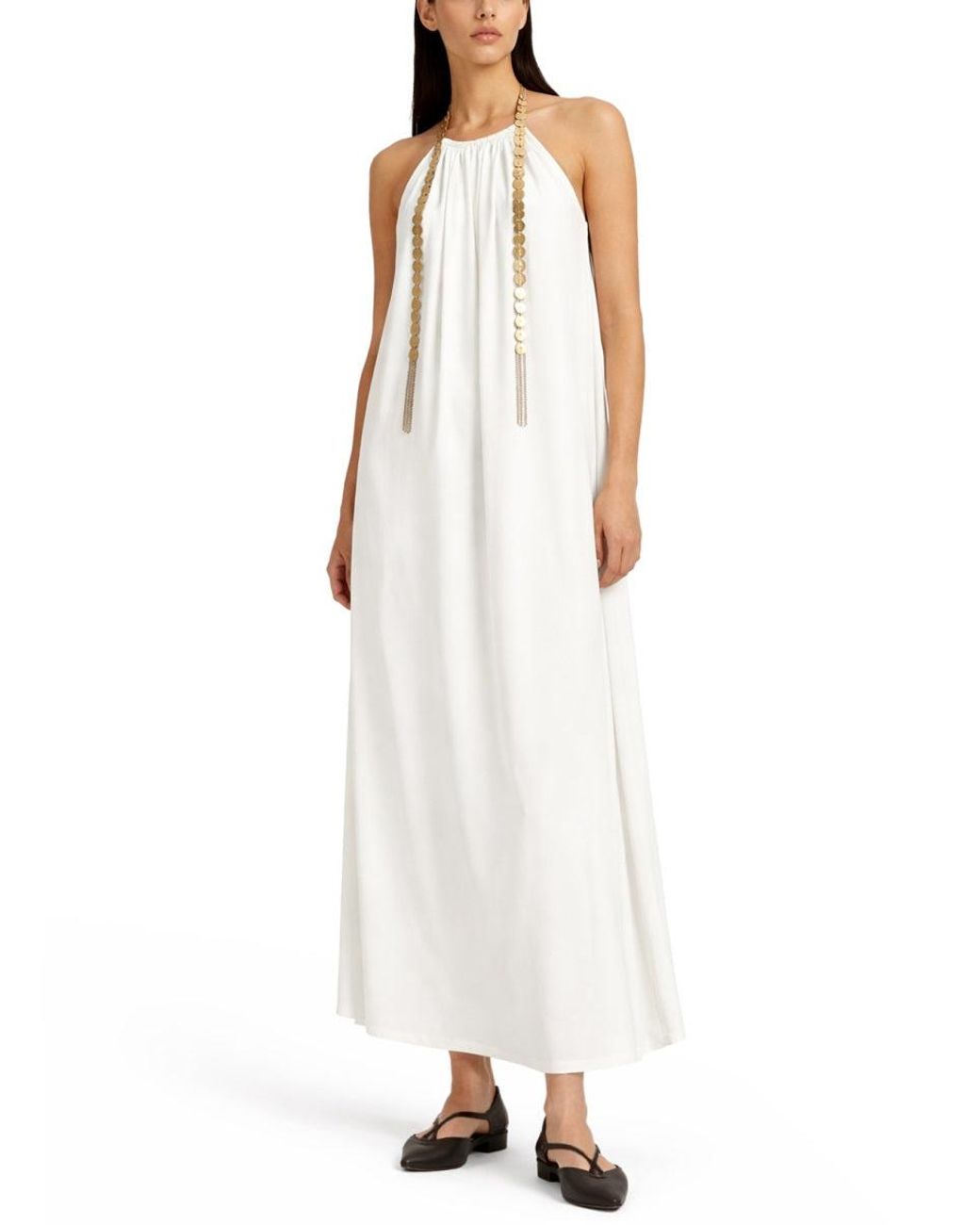 Max Mara White Abito Lungo "Zuppa"
