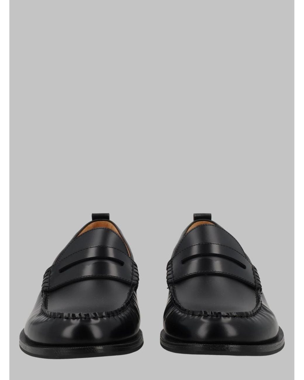 HUGO Black Leather Penny Loafers for men
