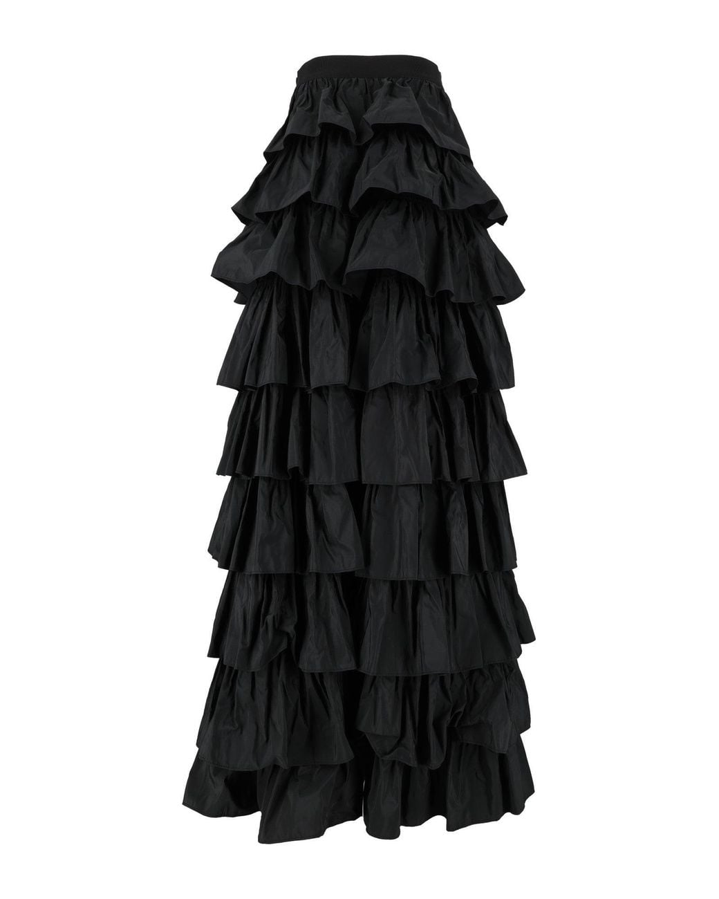 Elisabetta Franchi Black Ruffled High-Low Chain Detail Skirt