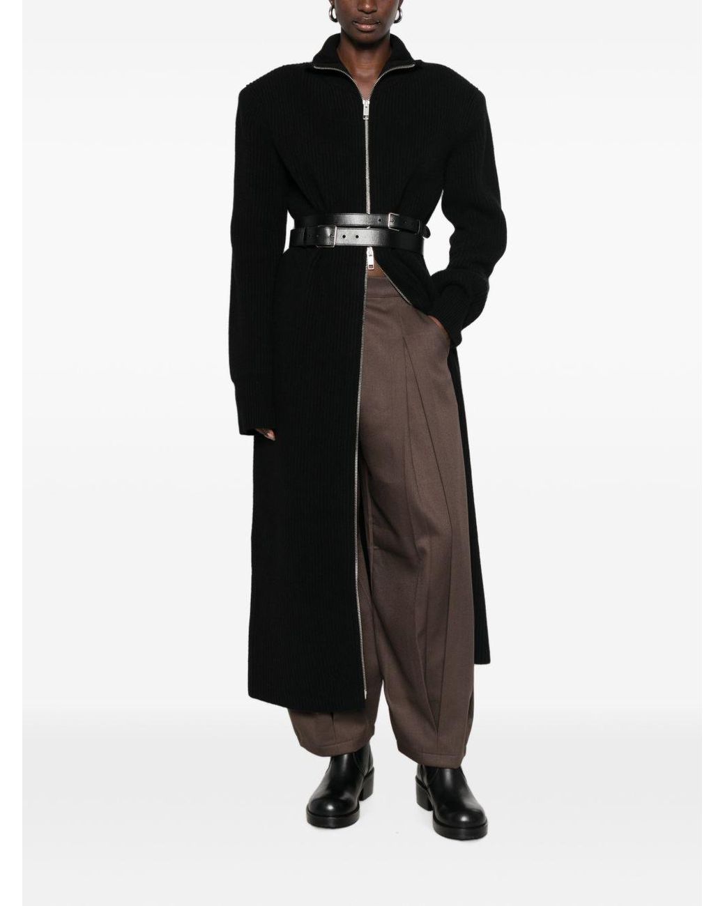 Frankie Shop Black Nolia Wool Long Cardigan Dress