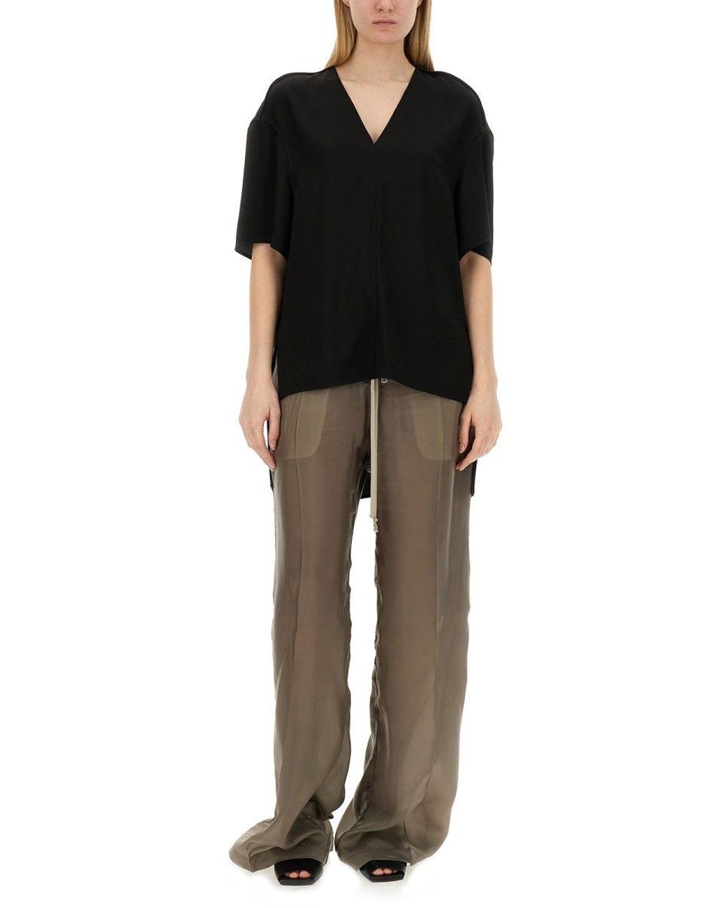 Rick Owens Black V-Neck T-Shirt