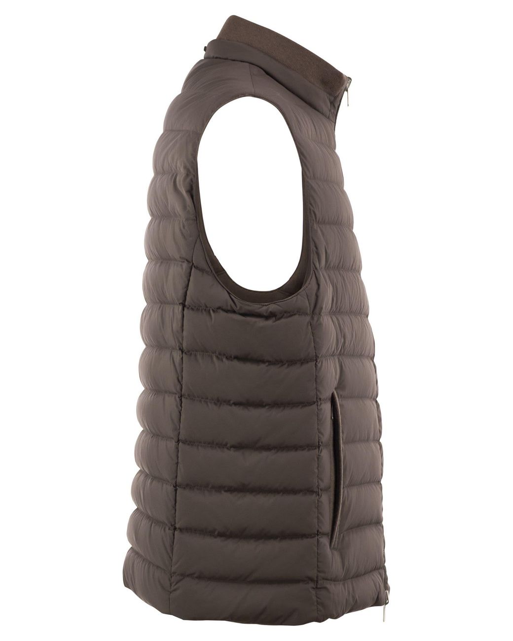 Fedeli Brown Reversible Cashmere And Technical Quilted Gilet