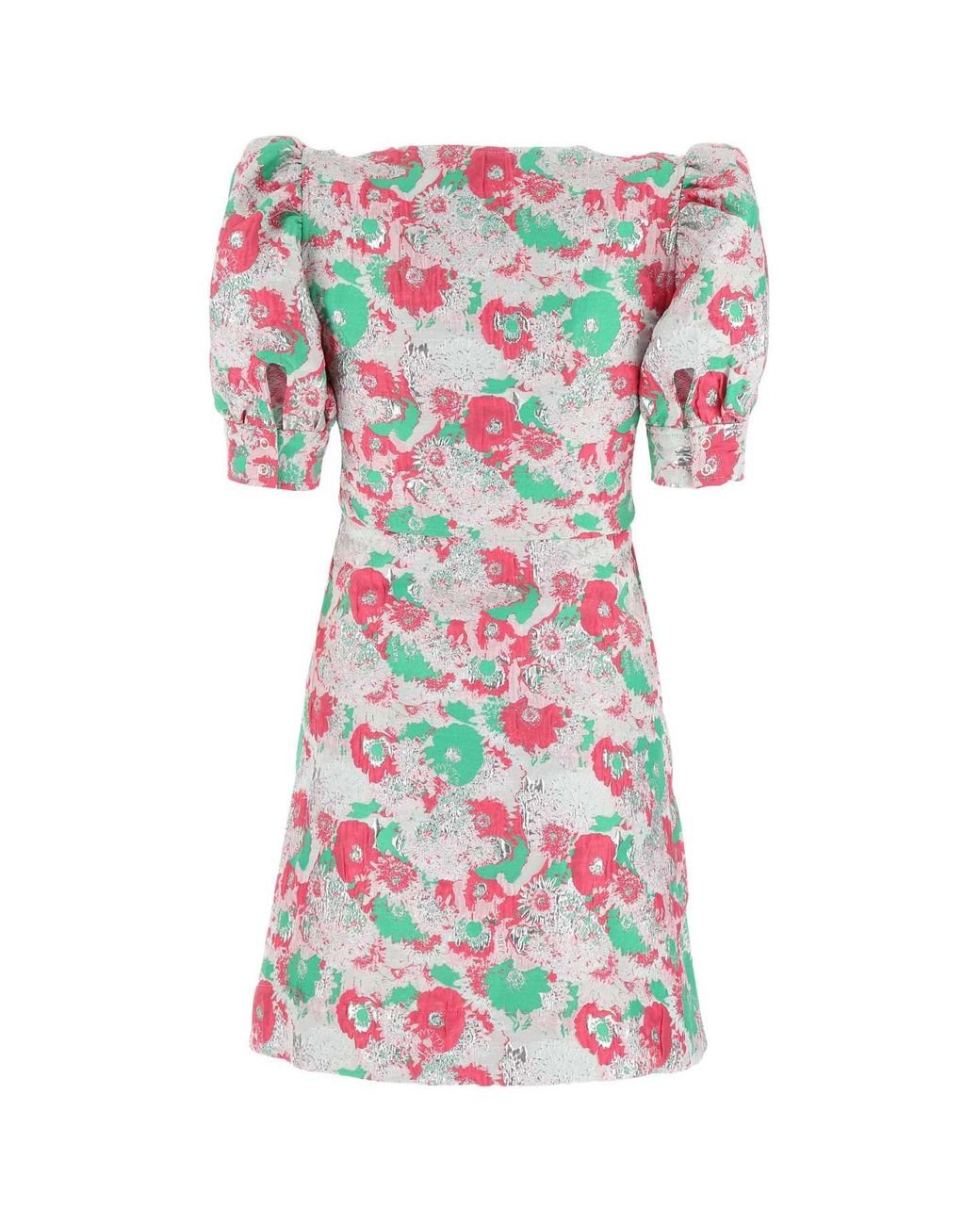 Ganni White Embroidered Polyester Blend Mini Dress