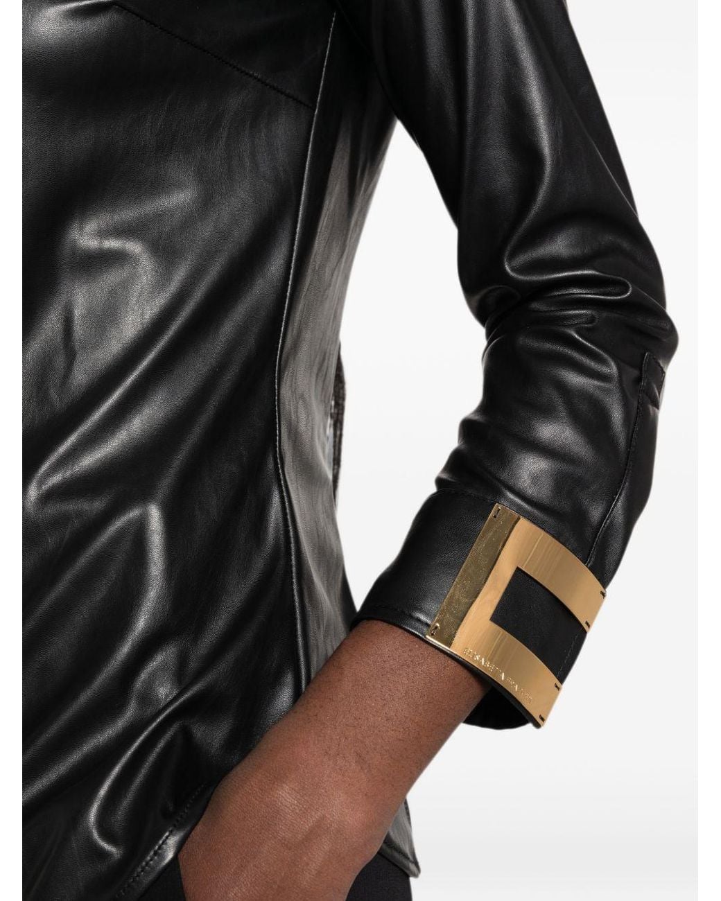 Elisabetta Franchi Black Faux Leather Shirt