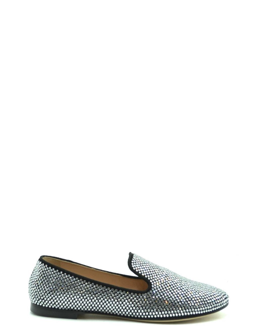 Giuseppe Zanotti Green Rhinestone Embellished Leather Ballet Pumps