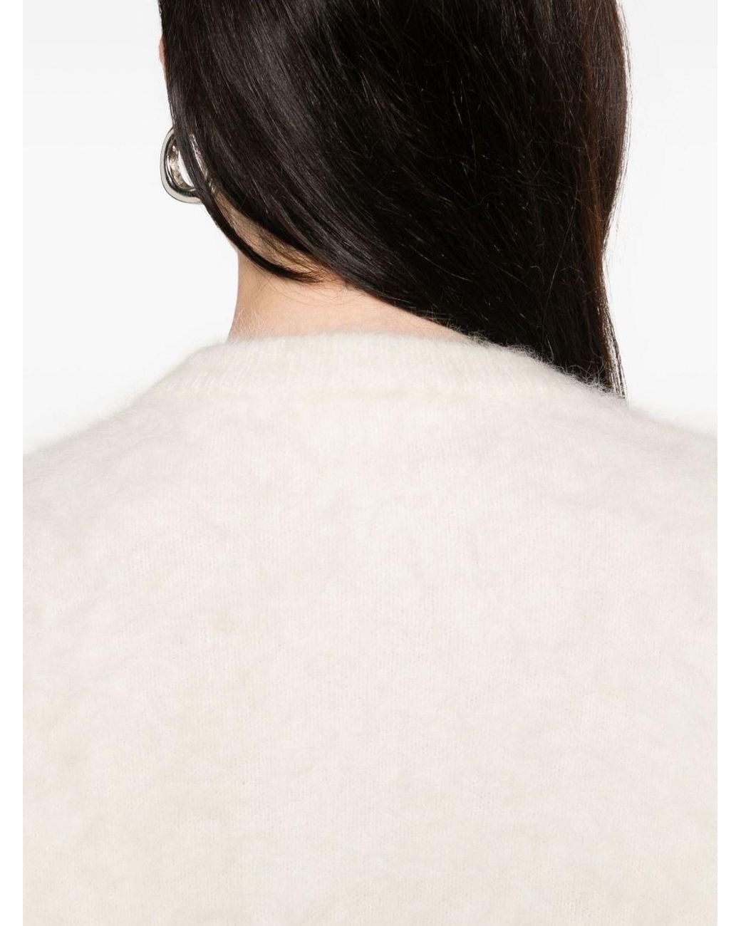 Soft Goat White Wool Crewneck Jumper