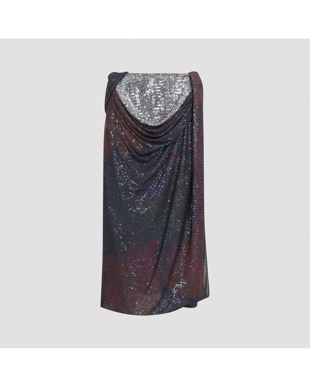 Maison Margiela Gray Sequins Draped Maxi Skirt