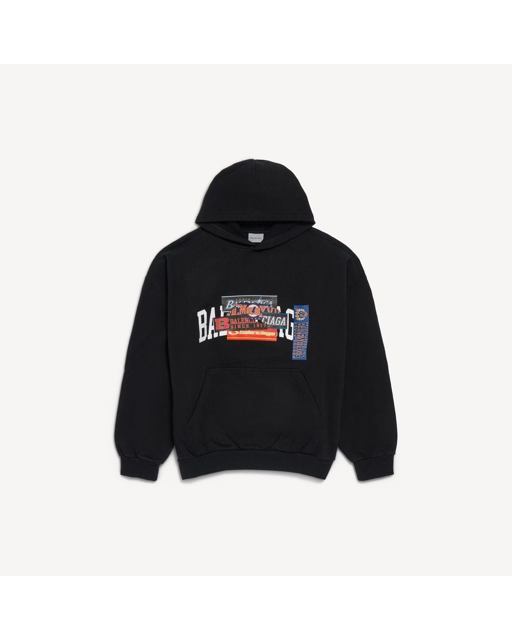 Balenciaga Black Bumper Stickers Medium Fit Hoodie for men