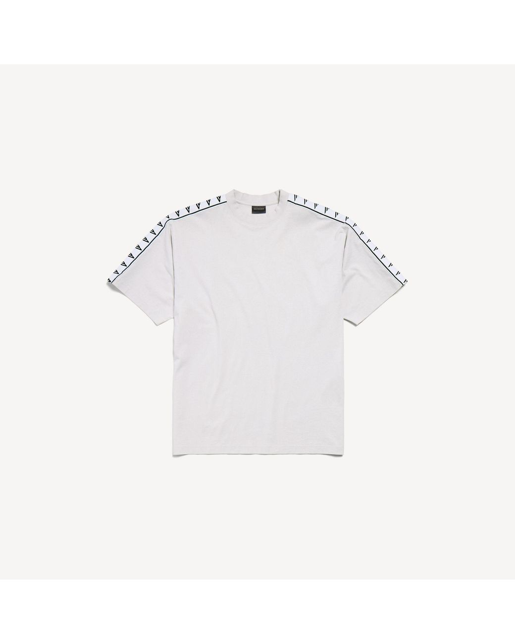 Balenciaga White Stripe Medium Fit T-Shirt for men
