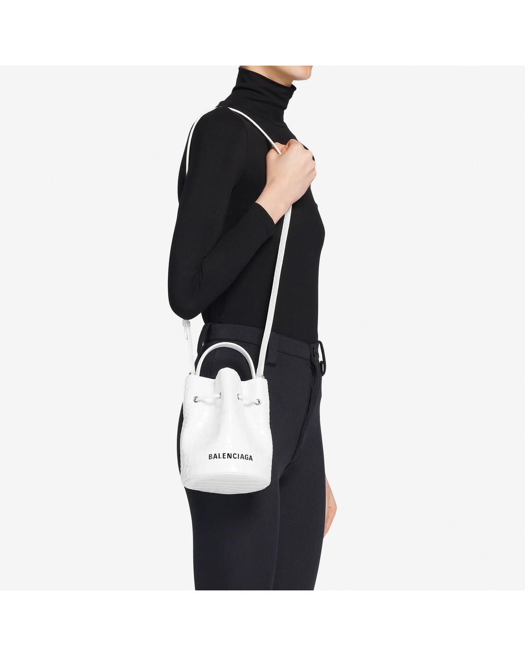 Buy Balenciaga Xs Everyday Drawstring Bucket Bag In Black - Black & White  At 20% Off