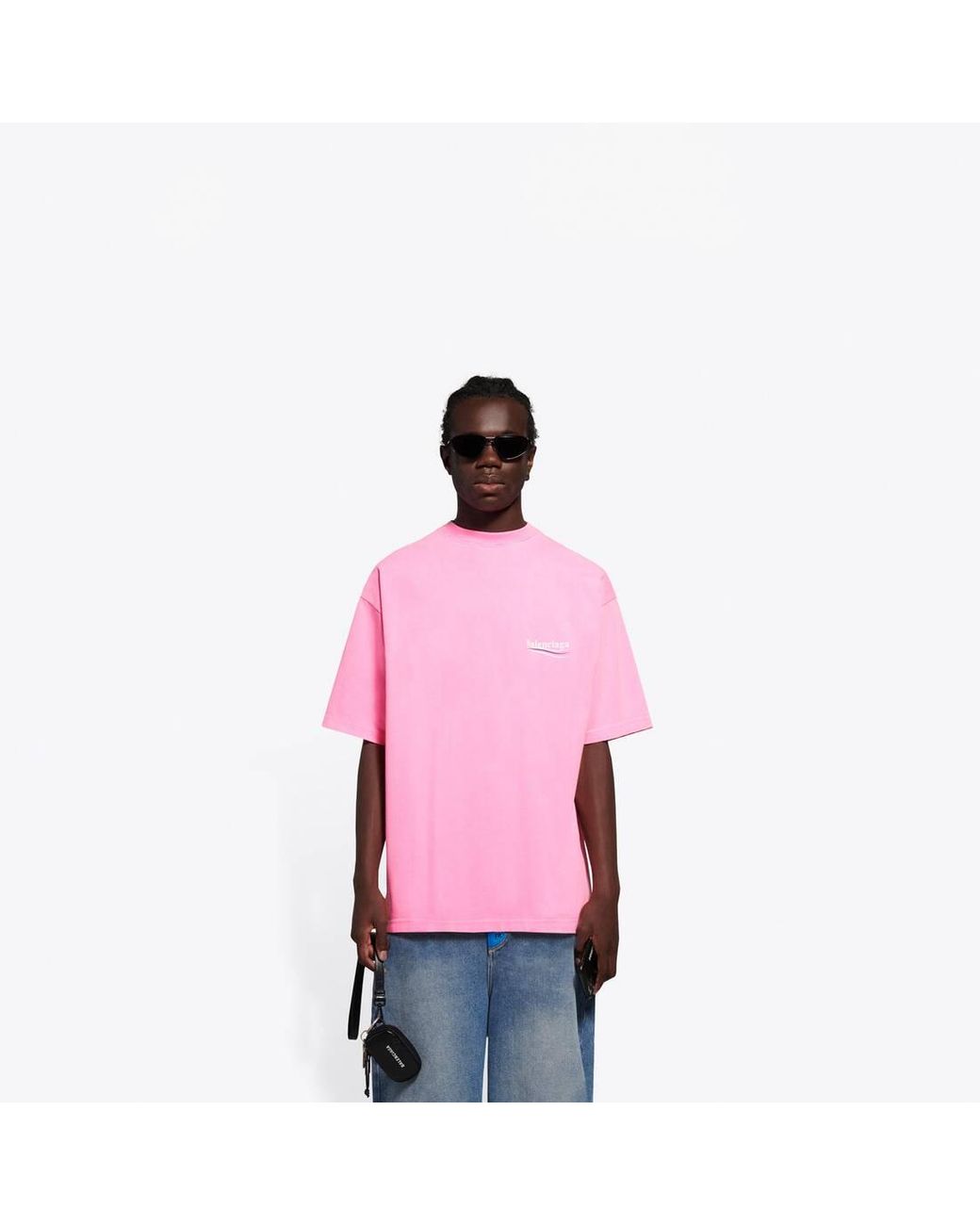 Logo Cotton Blend T Shirt in Pink  Balenciaga  Mytheresa