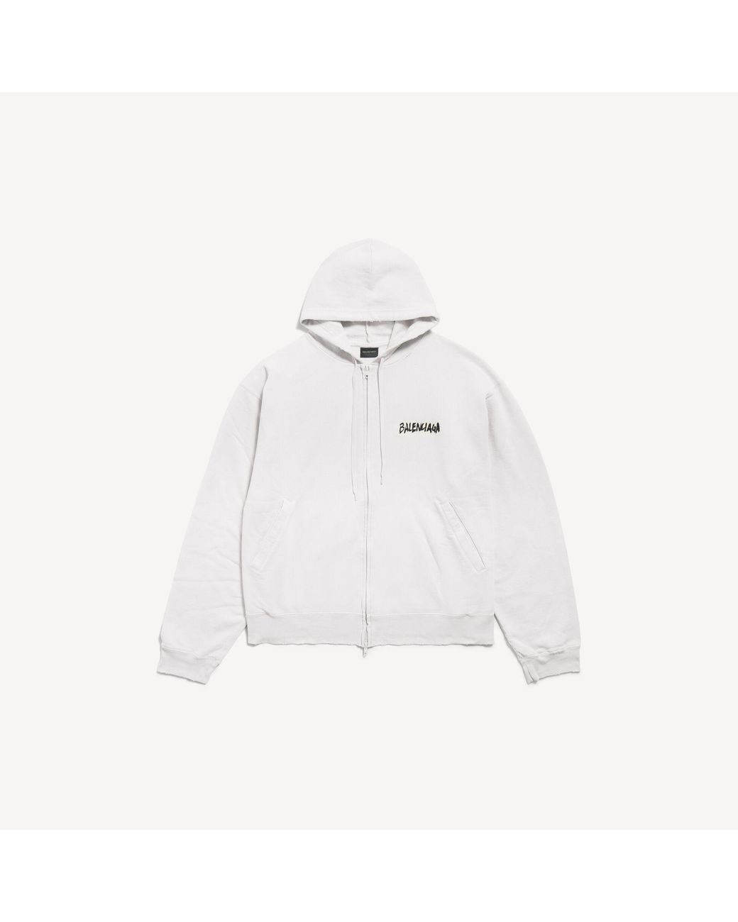 Balenciaga White Masking Tape Oversized Zip-up Hoodie for men
