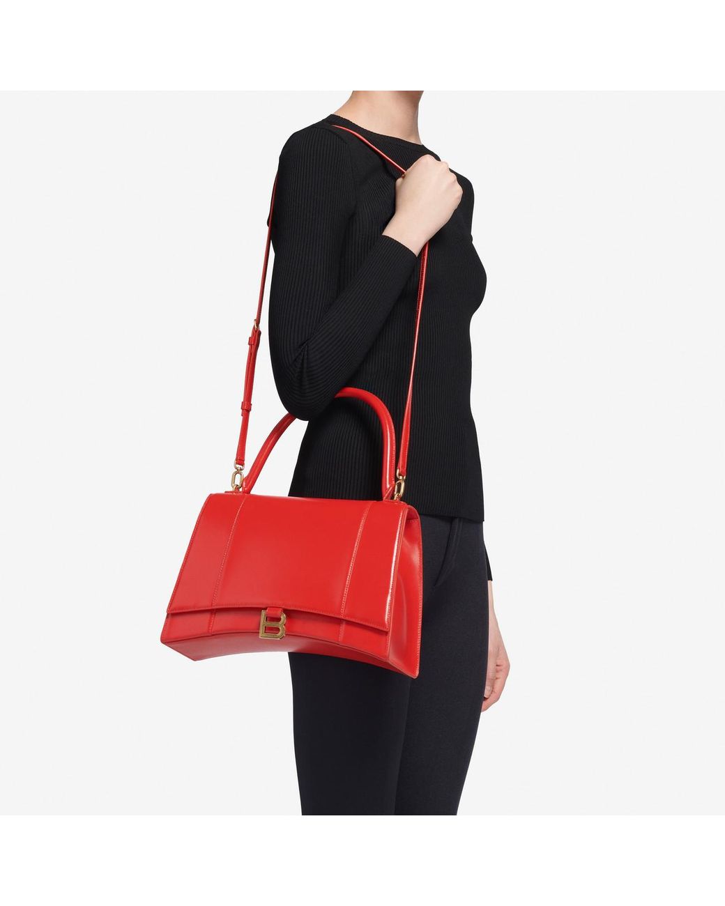 Balenciaga Hourglass Medium Top Handle Bag in Red | Lyst