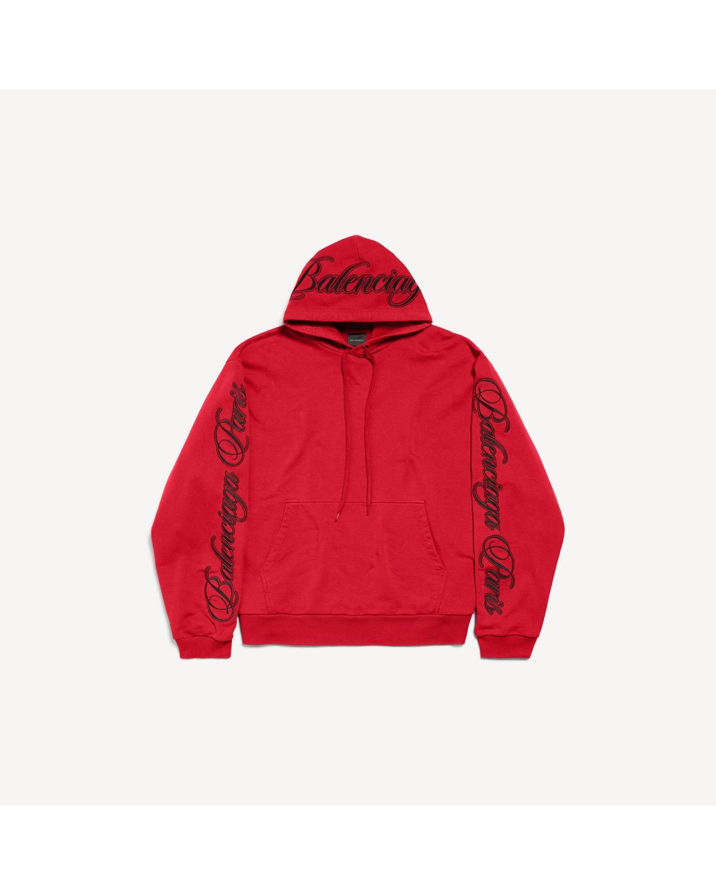 Balenciaga Red Cursive Oversized Hoodie for men