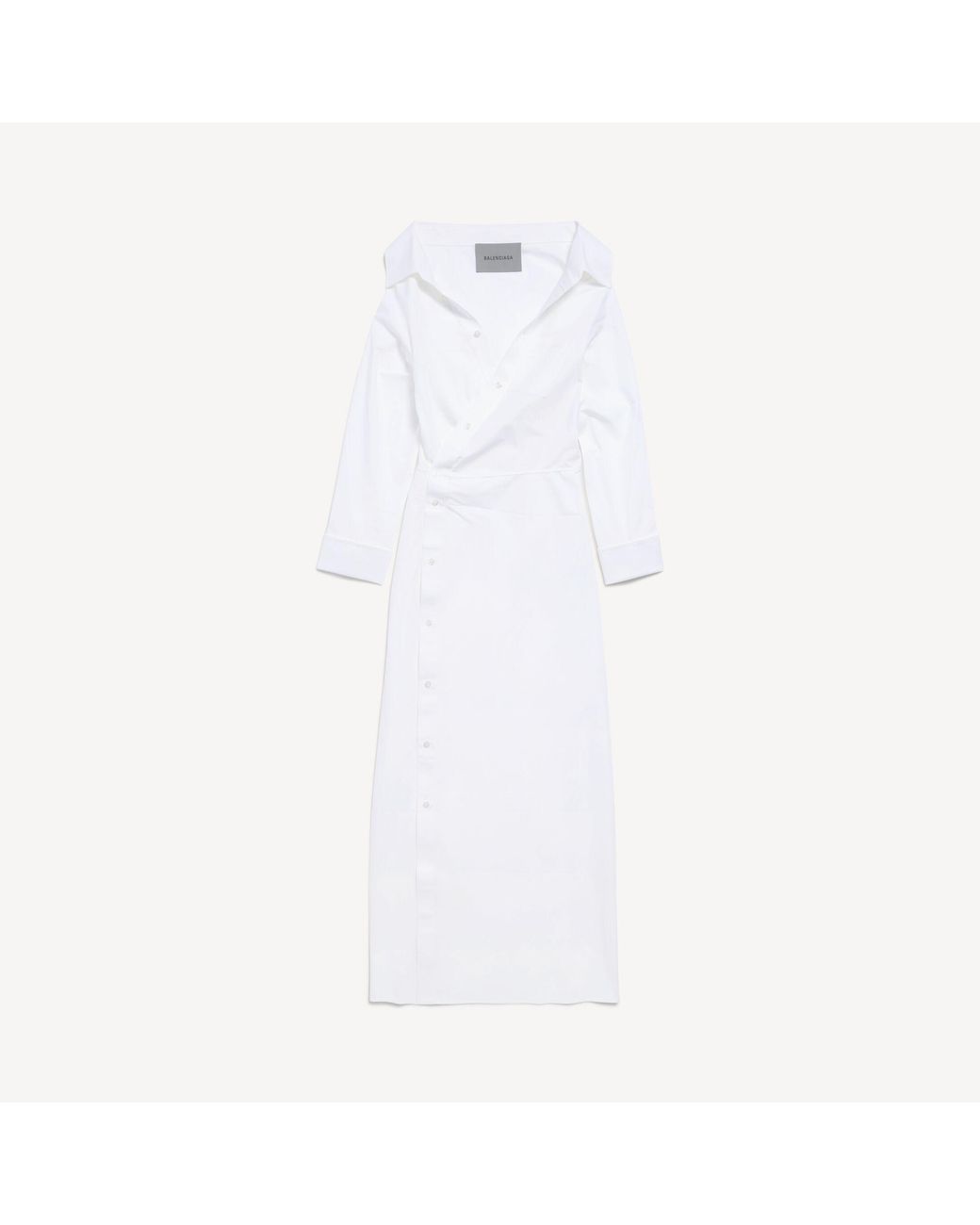 Balenciaga White Off-Shoulder Shirt Dress