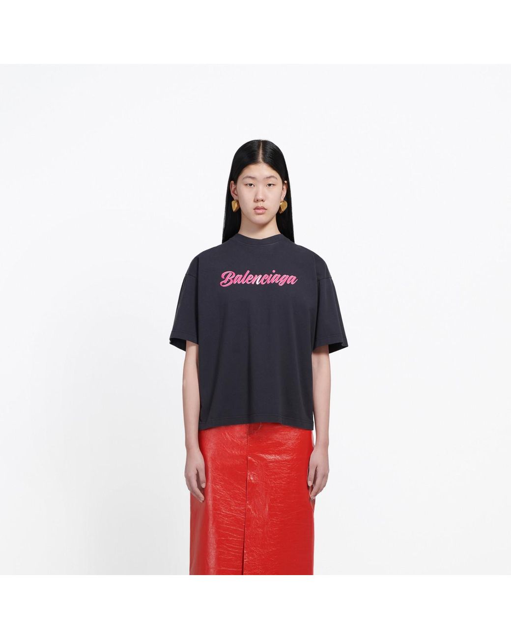 Balenciaga Glossy Back Pulled T-shirt in Black | Lyst