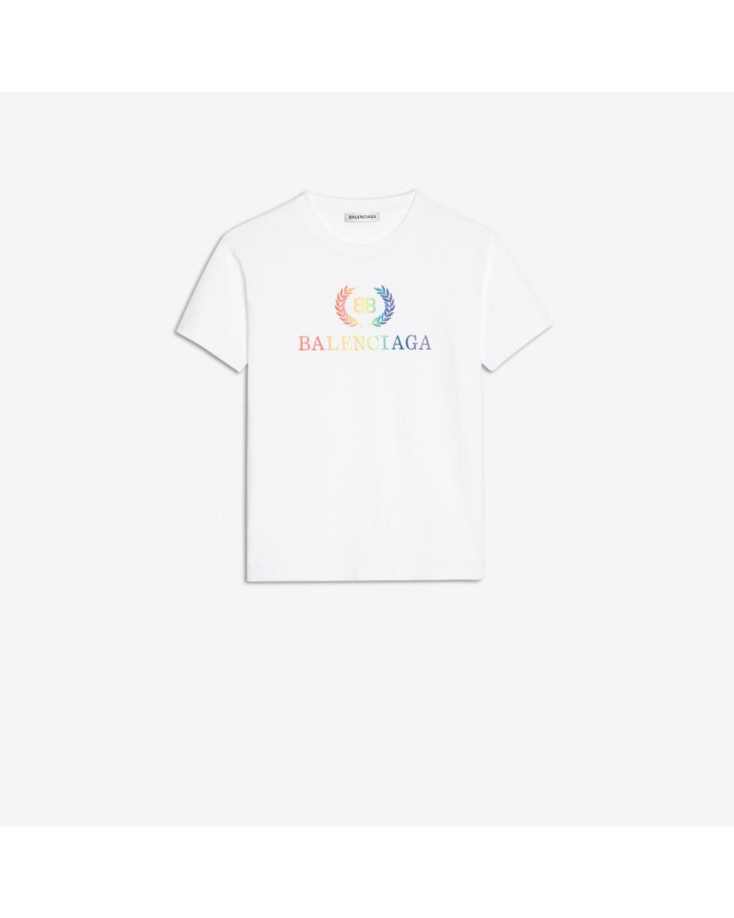 T-shirt BB arcobaleno slim di Balenciaga in Bianco | Lyst