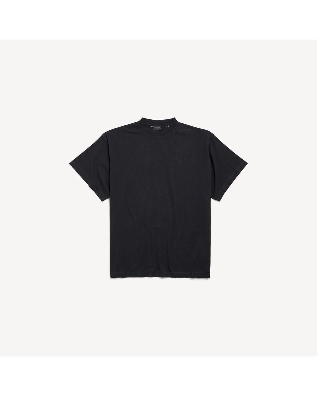 Balenciaga Black Cotton Distressed Security Tape Logo T-Shirt for men