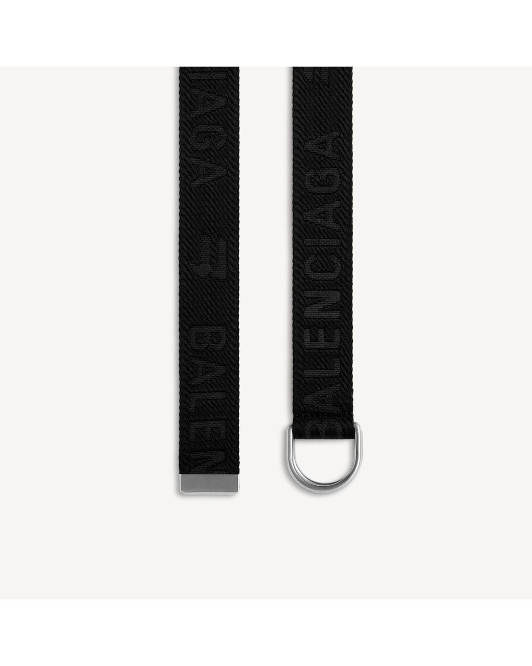 Balenciaga Black D-Ring Logo-Jacquard Belt for men