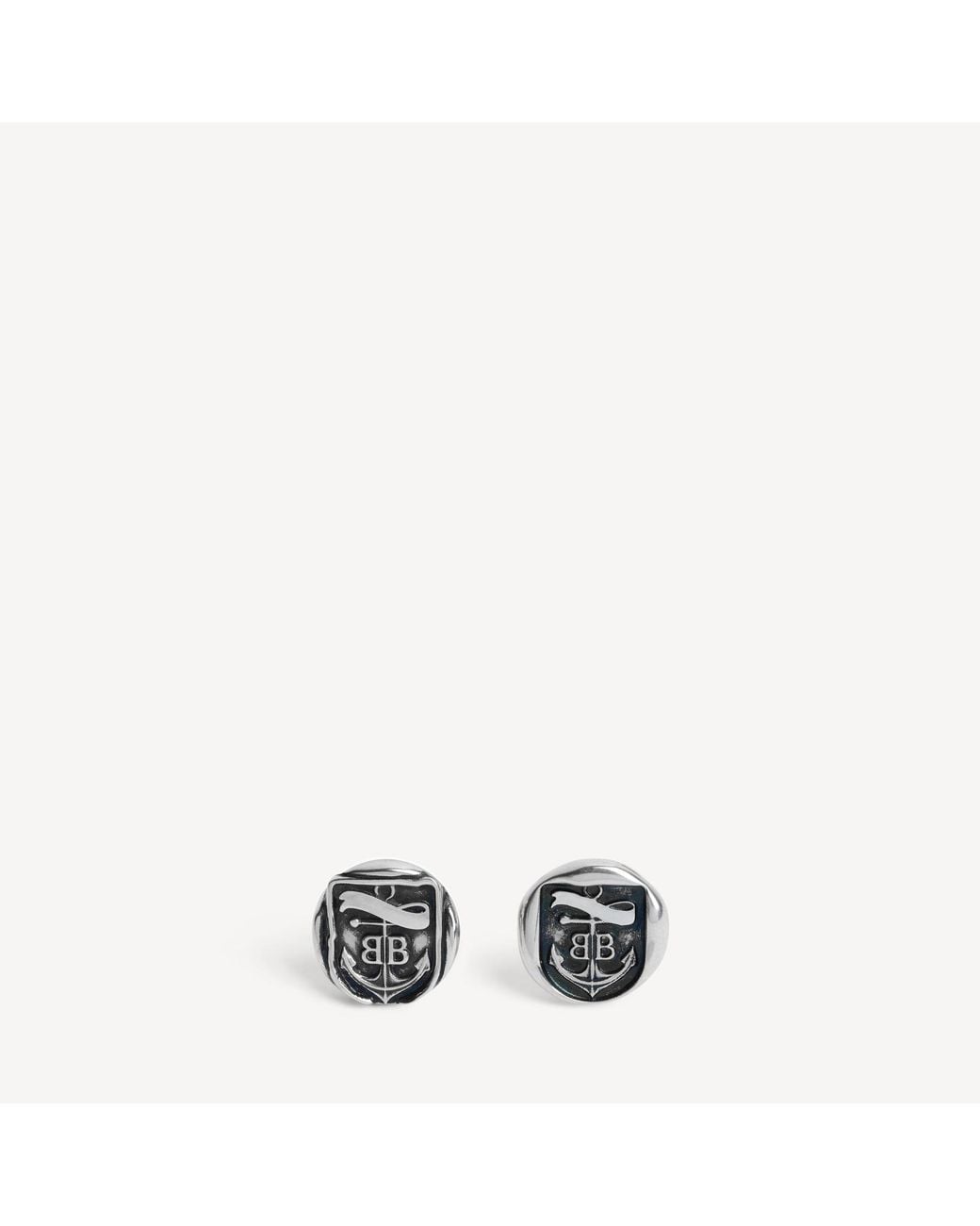 Balenciaga Metallic Anchor Crest Stud Earrings for men