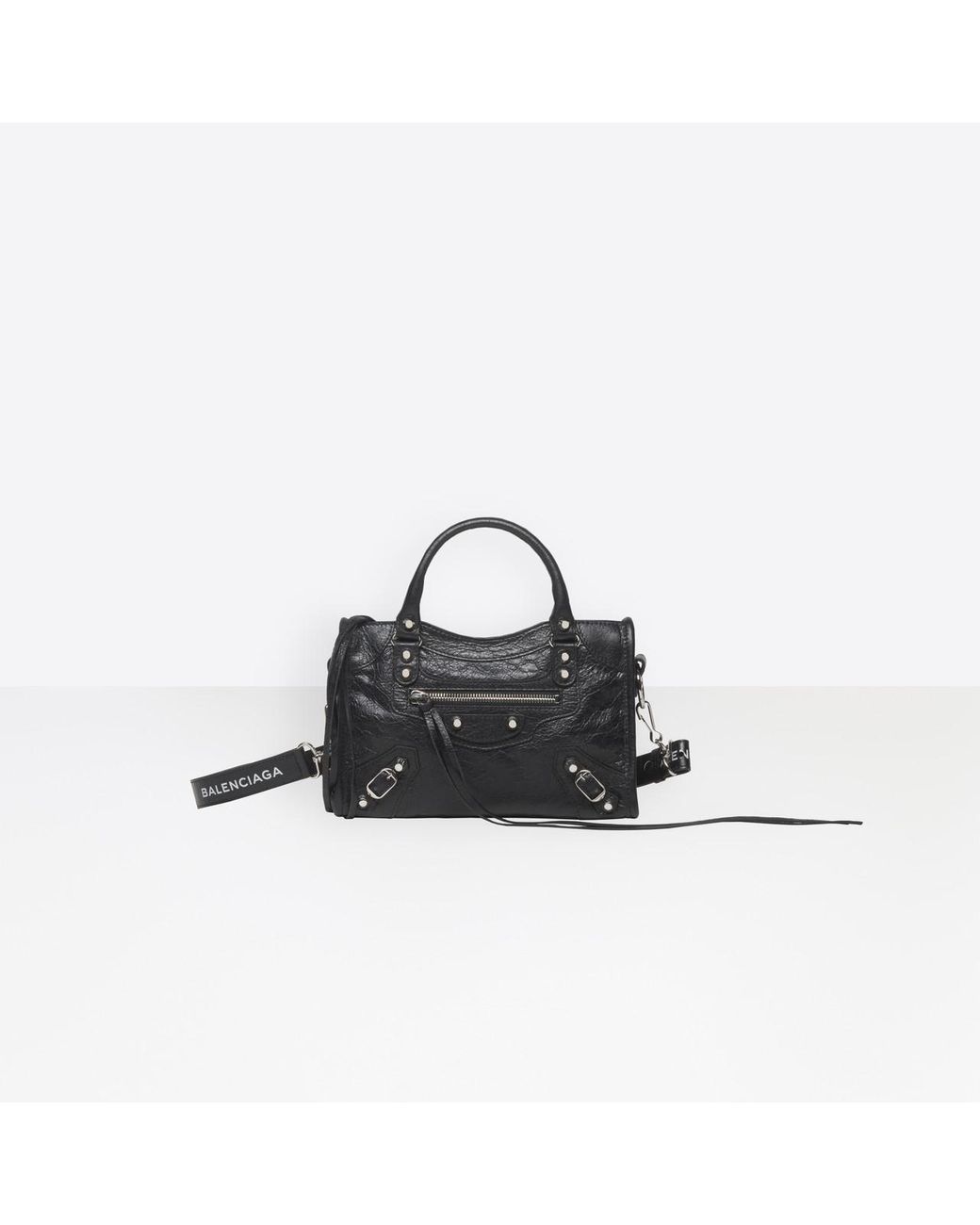 Balenciaga Classic City Black Leather Perforated Mini Satchel Bag 5010   Queen Bee of Beverly Hills