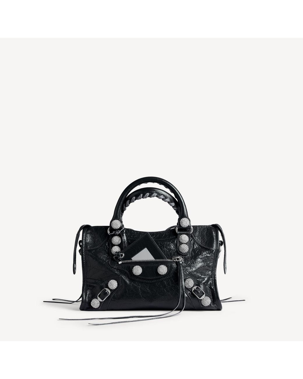 Balenciaga Black Le City Bag Small Giant Studs With Rhinestones