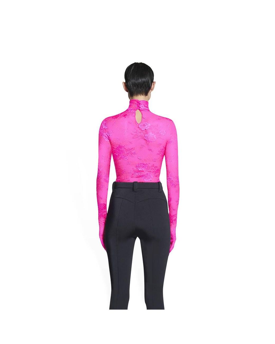 Balenciaga Lingerie Turtleneck Top in Pink | Lyst