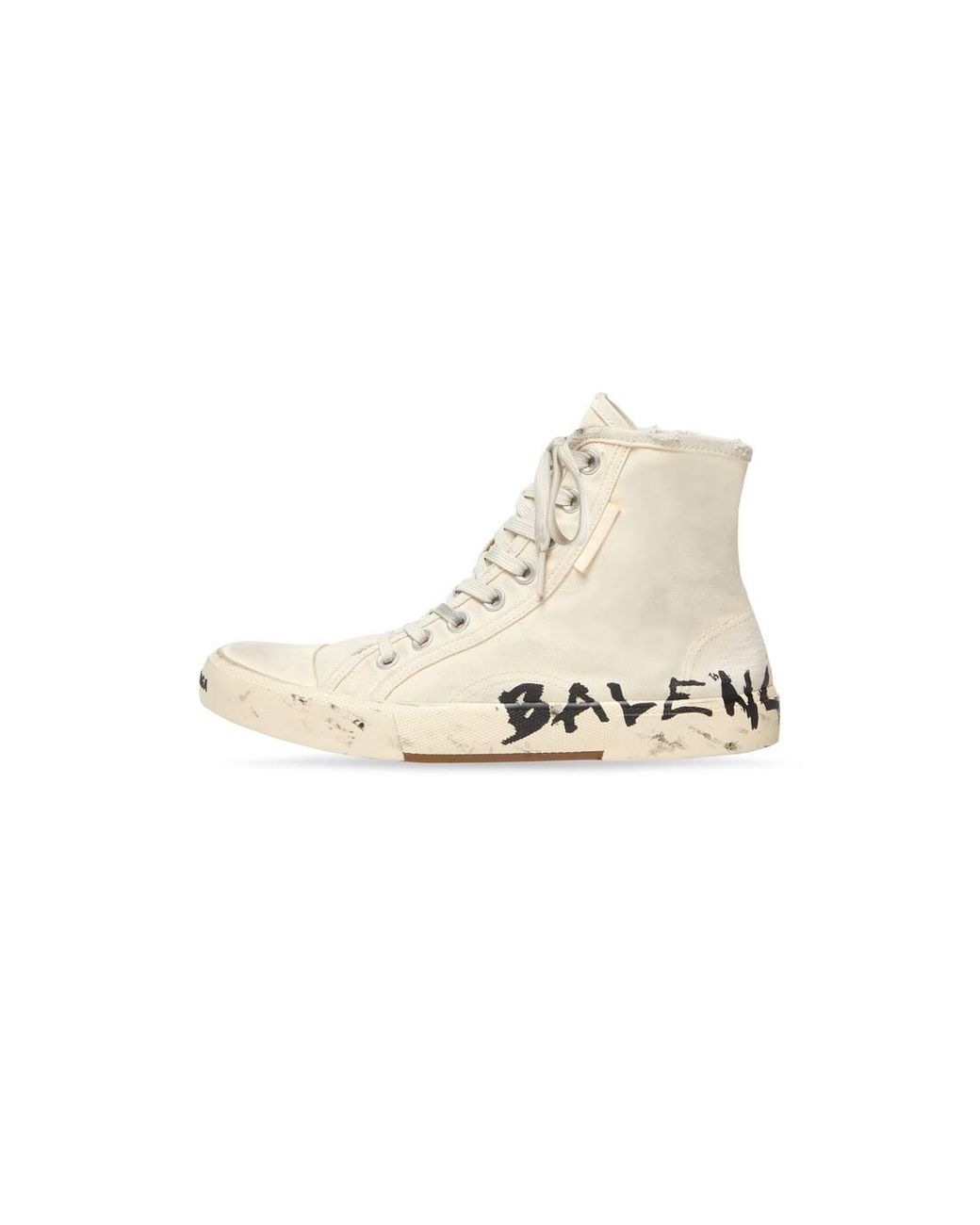 Balenciaga Paris High Top Graffiti Sneaker in Natural for Men | Lyst