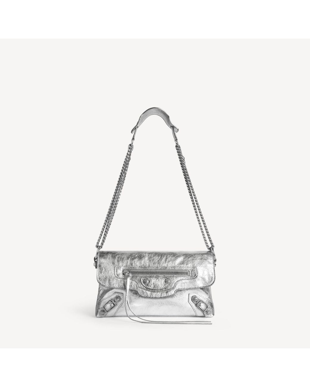 Balenciaga White Le City Clutch With Chain