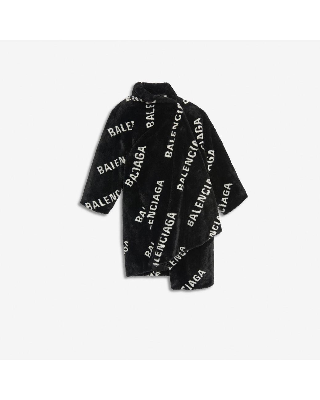 Balenciaga Logo Faux Fur Coat in Black | Lyst Canada
